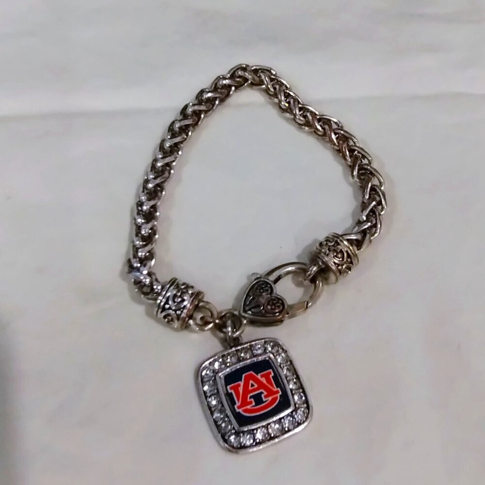 Auburn Tigers Rhinestone Chunky Charm Bracelet